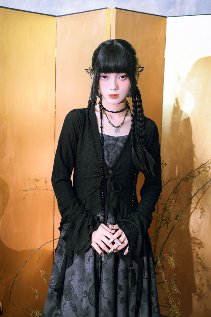 Dreams Chiffon Sleeve Dress + Short Cardigan