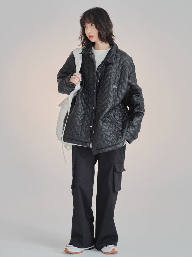 Steppjacke aus Leder mit Herz