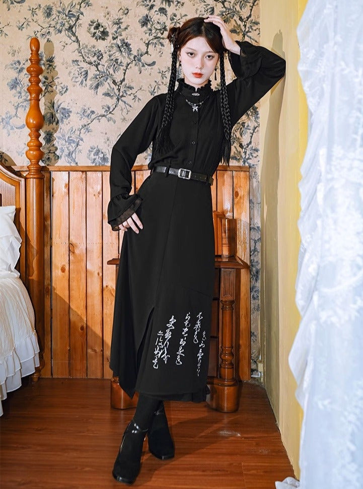 チャイナレトロガールレーススタンドカラーシャツ