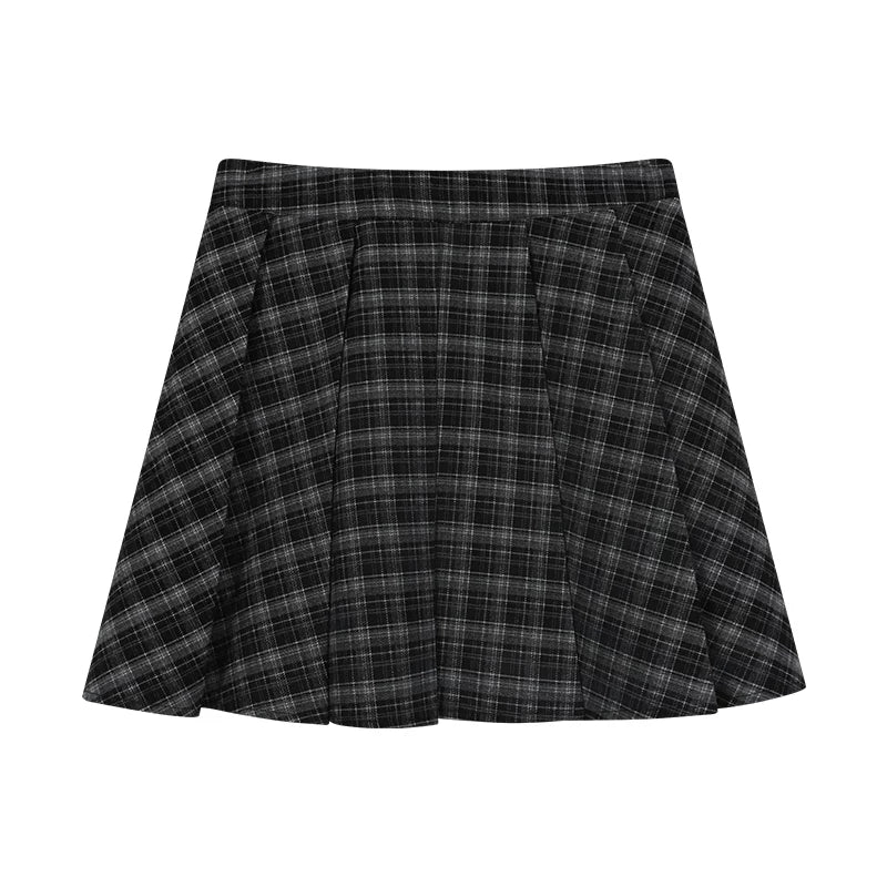 Sea Salt Plaid Woolen Skirt
