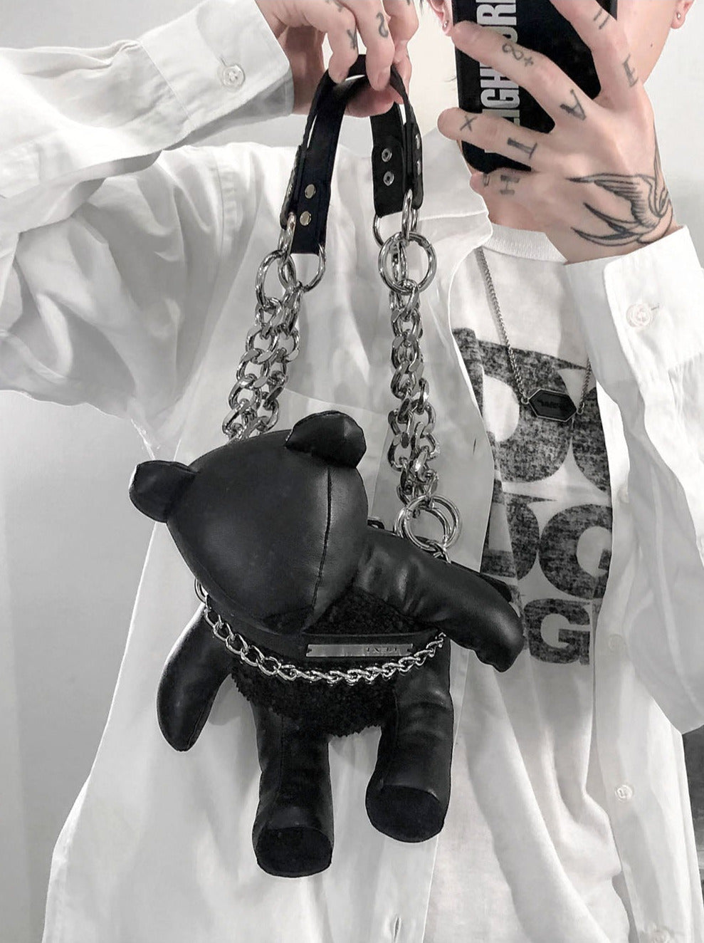 Y2Kチェーンレザーベアバッグ