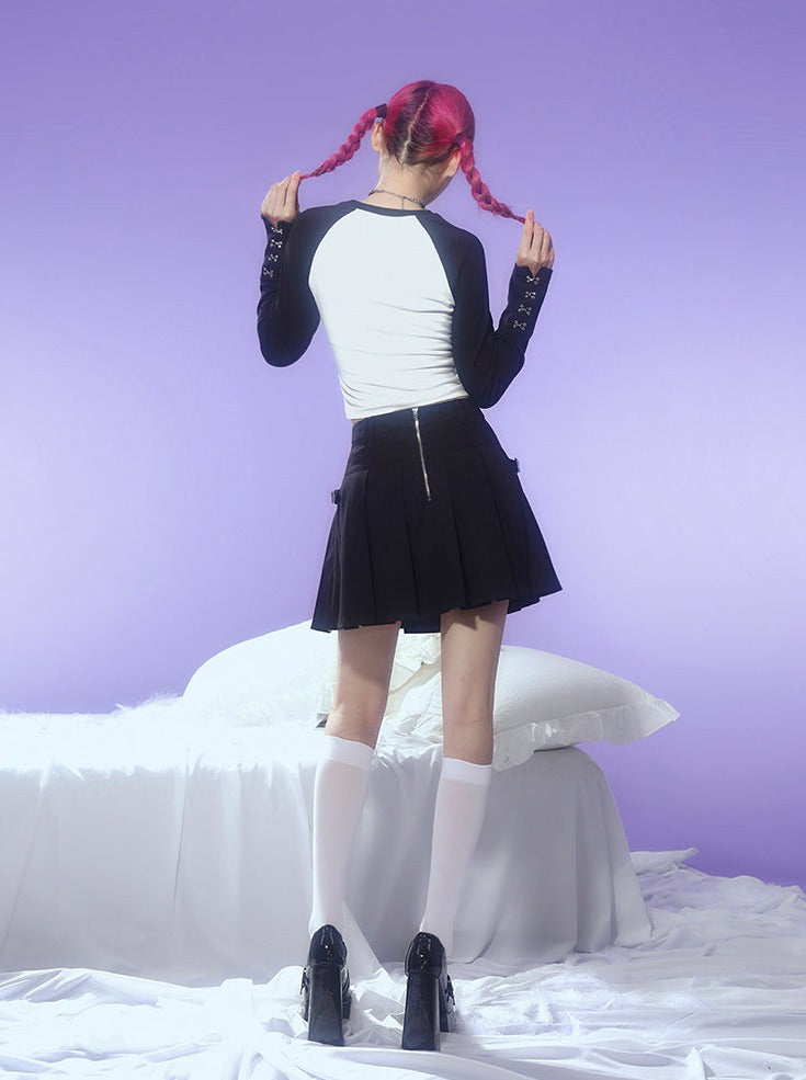 Dark Bicolor Metal Chic Rose Design Top