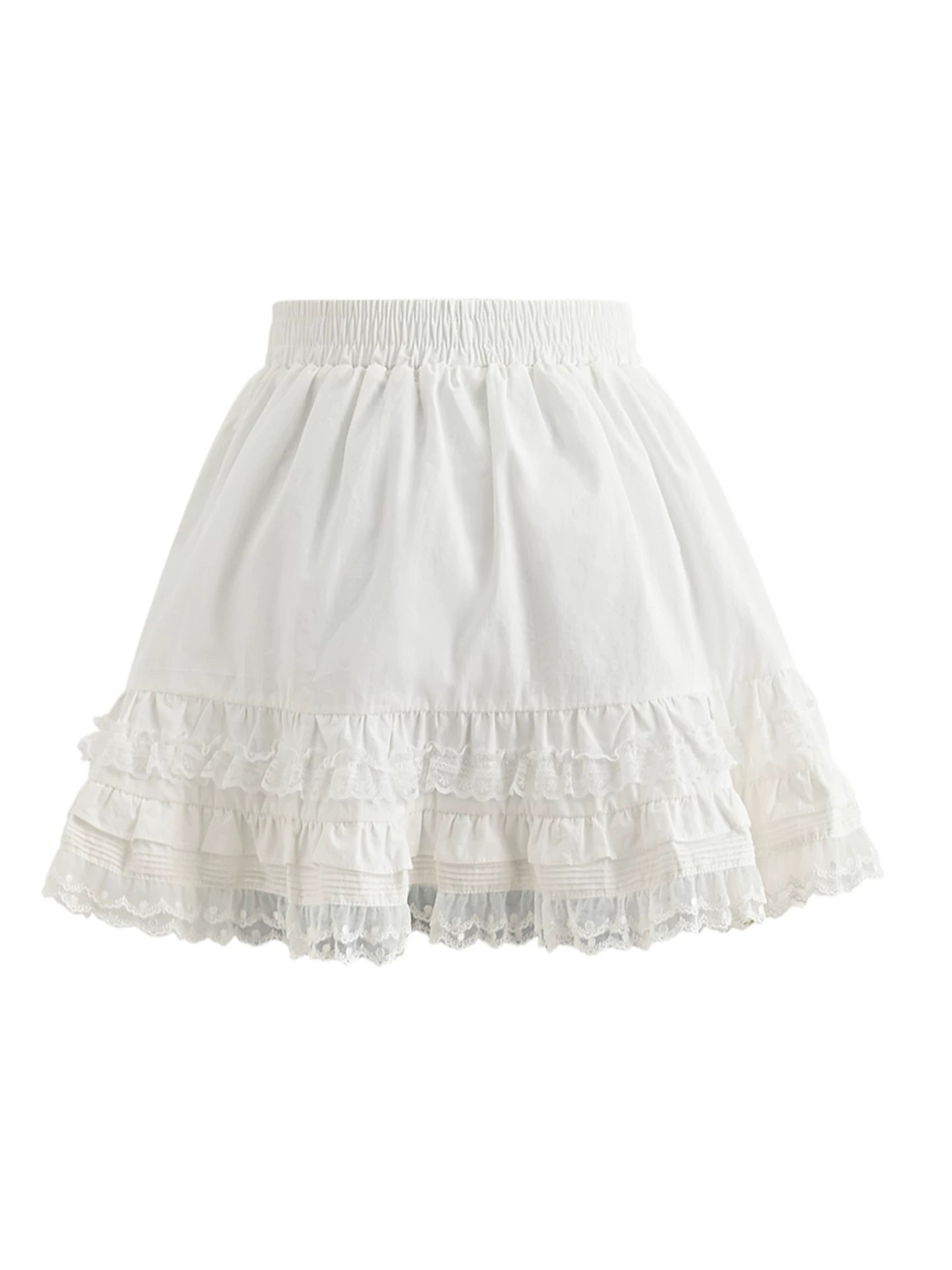 레이스 레이어드 하이웨스트 스커트