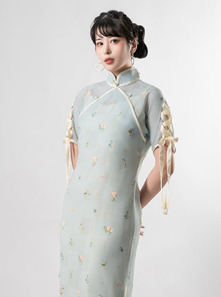 Klassisches mädchenhaftes Porzellan-Bandkleid