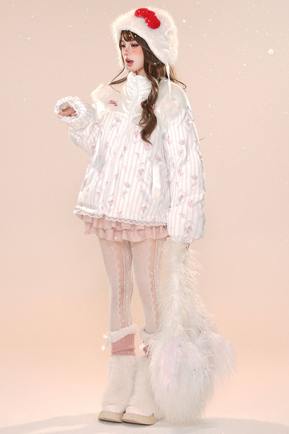 コリアンルーズフローラルコットンジャケット