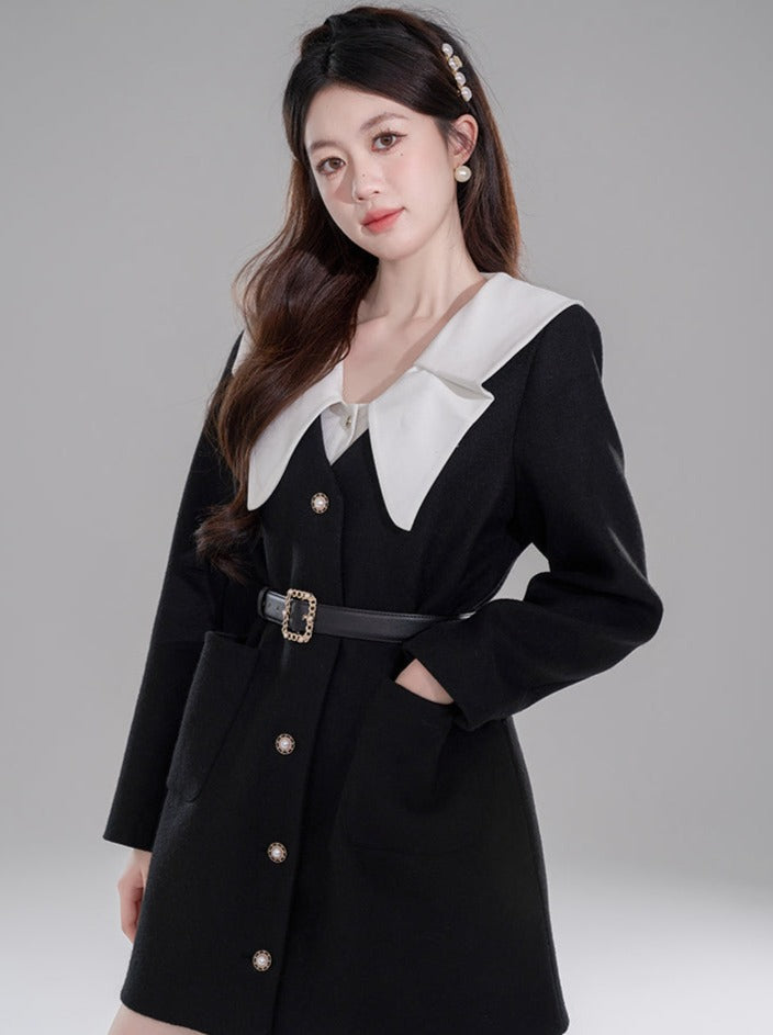 Faux Two-piece Big Collar One-piece Jacket