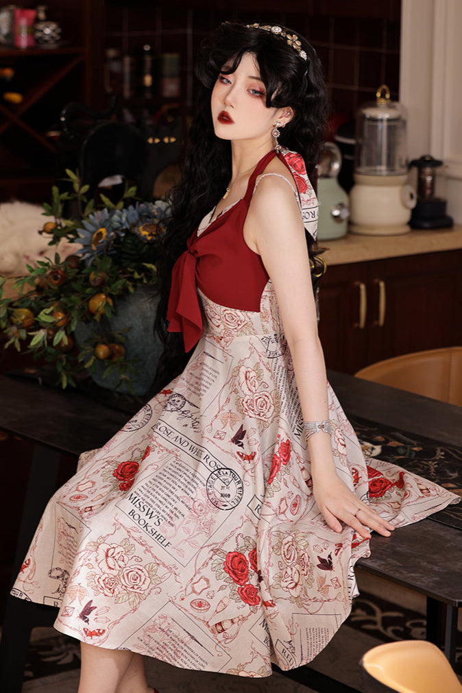 Antique Girl Ribbon Flare Dress