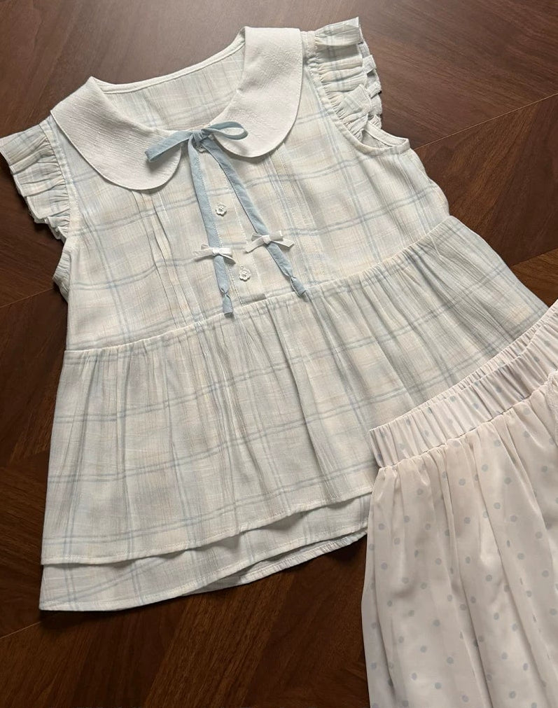 天使のドールカラートップス+ドットスカート