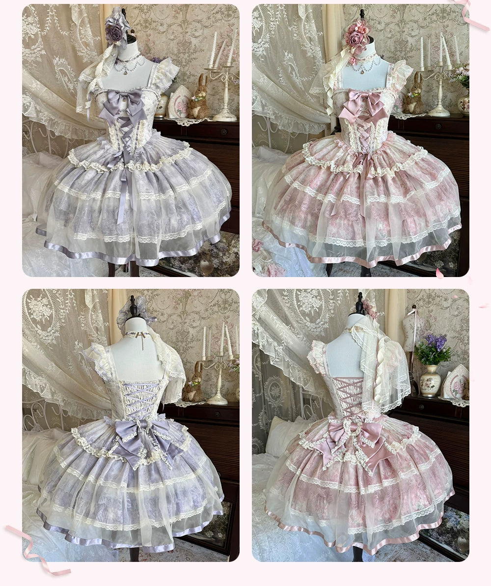 【予約商品】パープルフローラルフェアリープリンセスチュールドレス+アクセサリー