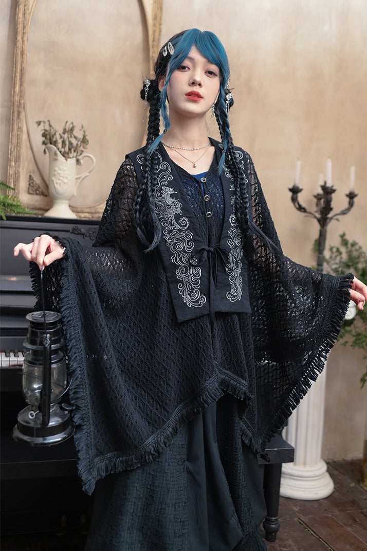 Mode China Design Mesh Cape Cardigan