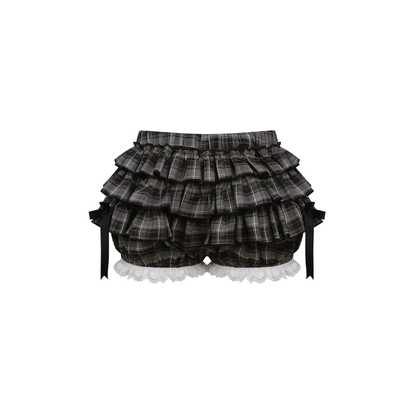 黒猫ドットキャミソール+チェックケーキスカート