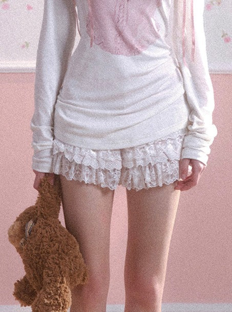 Shao Ye Eye Dream Balletto Spalla Bianco Maglietta Manica Lunga Donna Estate Slim Off-the-Shoulder Vita Versatile Top