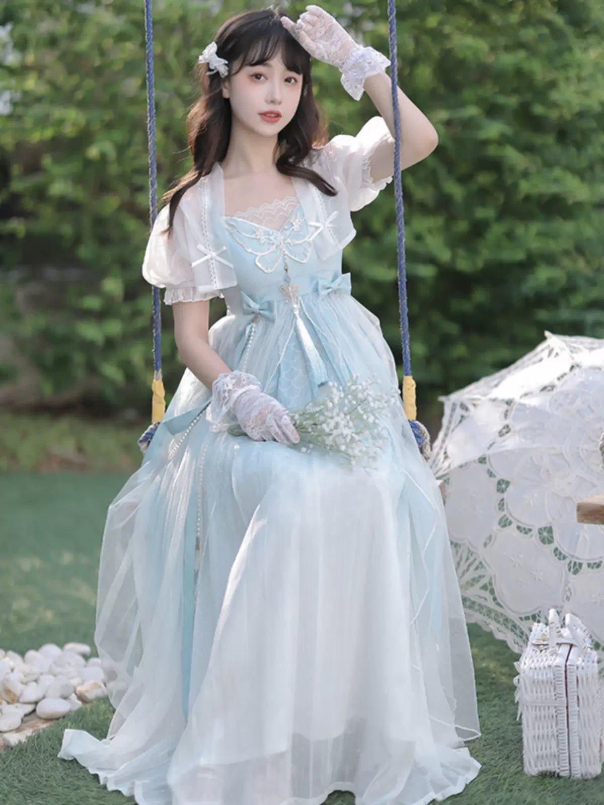 Fantasy Butterfly Lolita Chinese-Style Gradient Elegant Dress Set Belchic Fantasy Butterfly Lolita Chinese-Style Gradient Elegant Dress Set Belchic