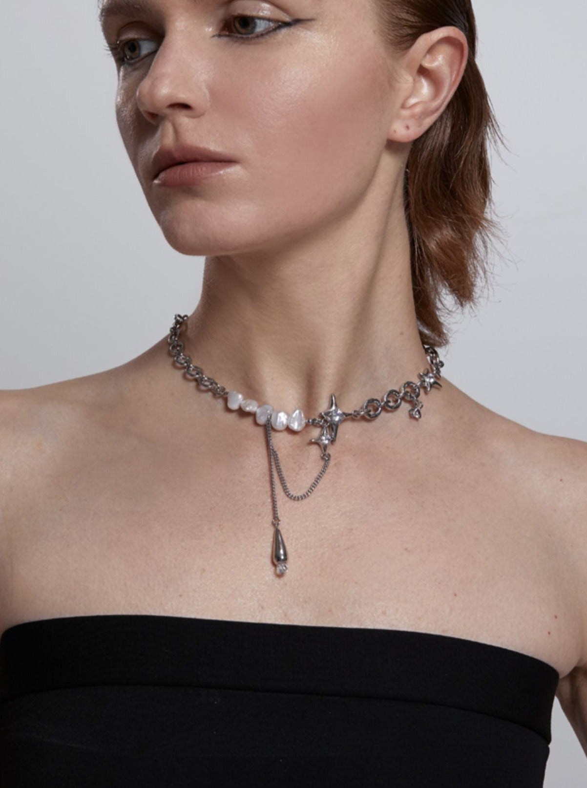 Collier de gouttes d'eau avec chaîne de sautoir