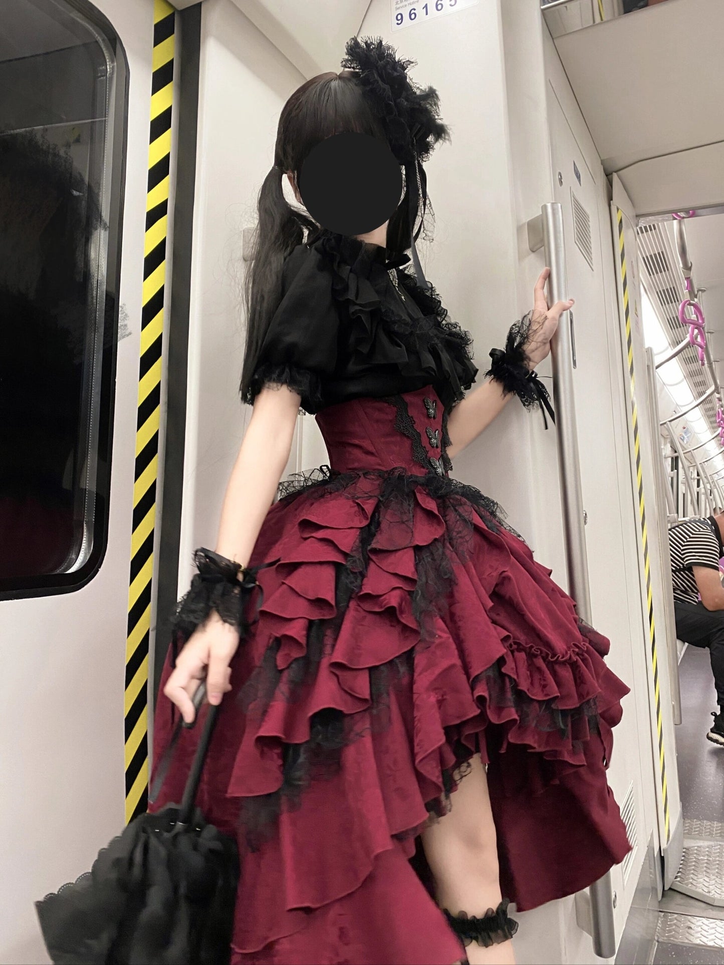 【予約商品】マナーダークゴシックスタイルロリータシャツ+アシメフリルスカート