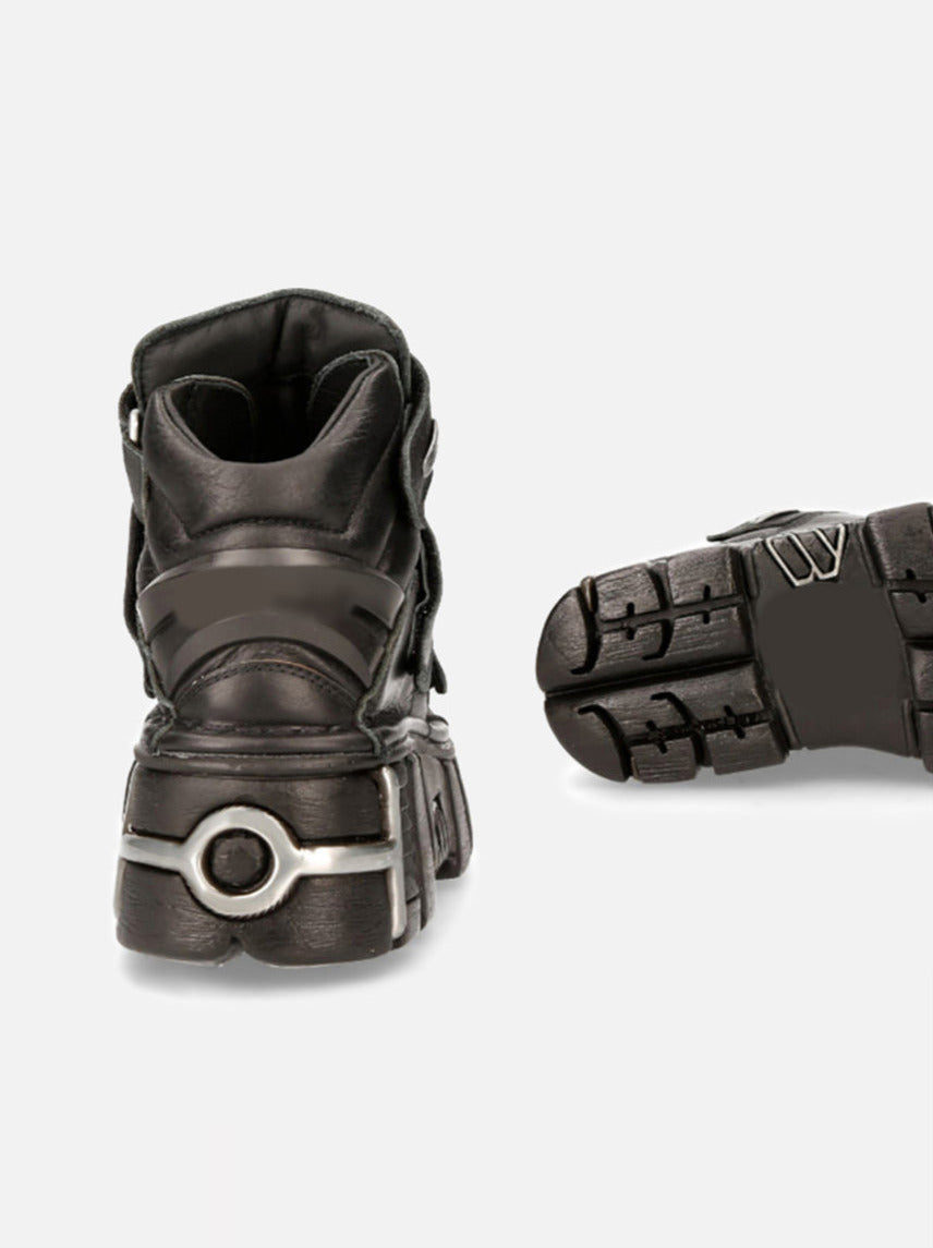 Punk Style Leather Metal Power Sole Sneaker Shoes