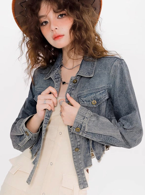 Retro Cool Spicy Short Washed Denim Jacket