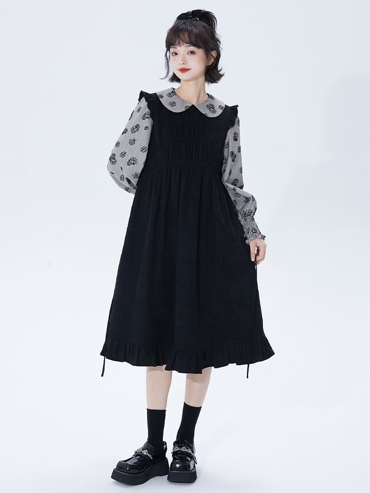 Rose Doll Color Volume Sleeve Layered Frill Dress