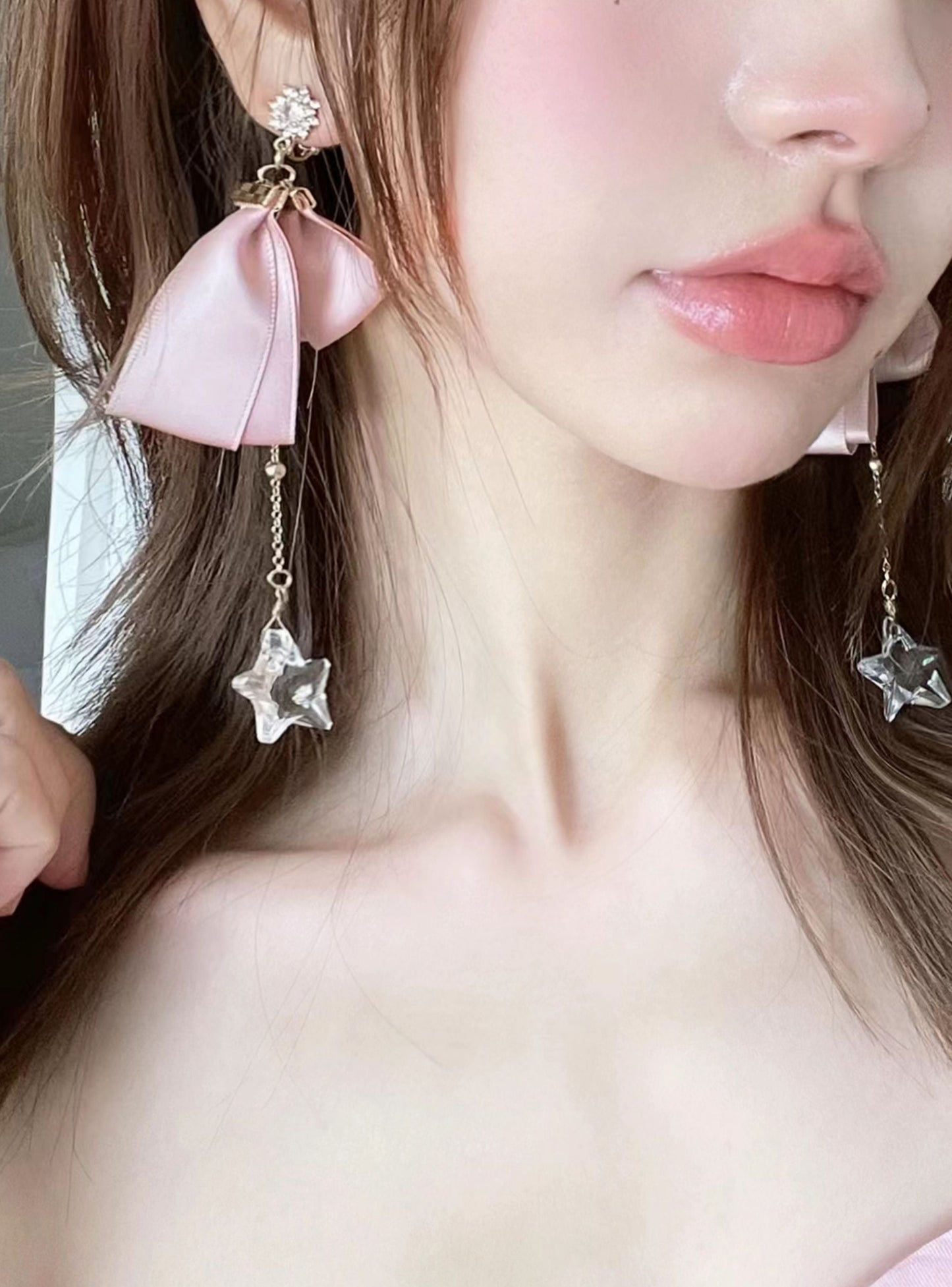 Satin ribbon tassel earrings + earrings