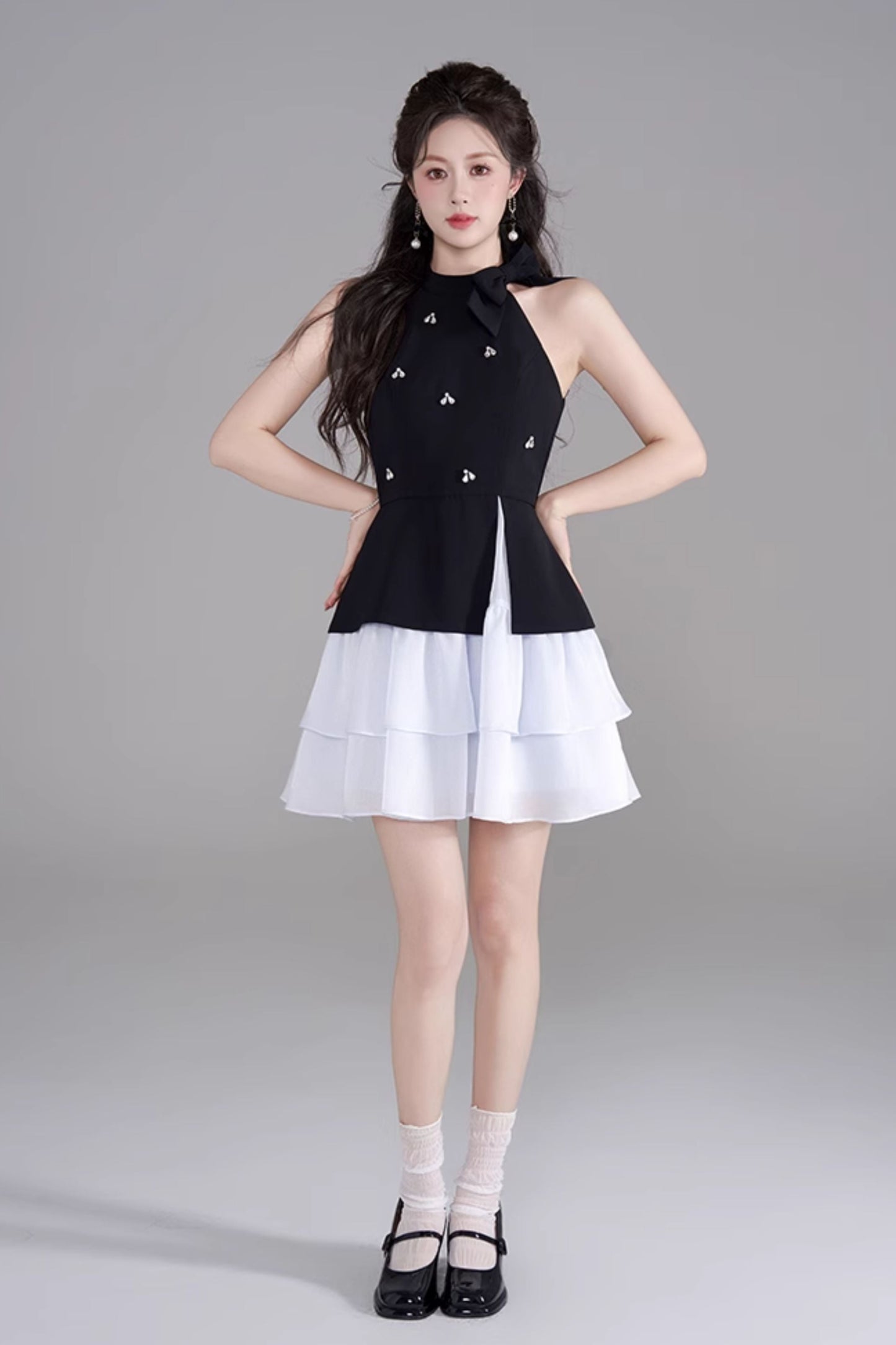 Sleeveless French Puff Dress