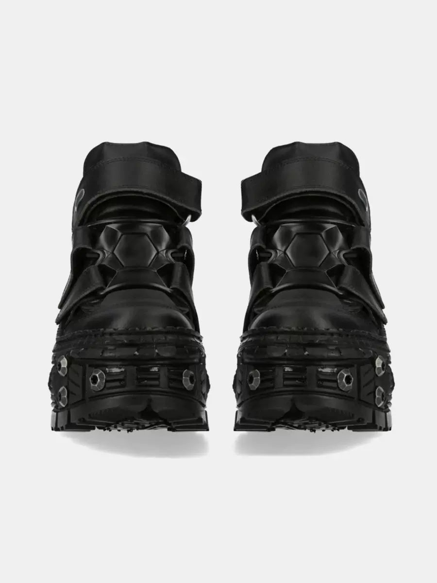 Dark Punk Style Retro Tank Sole Platform Leather Shoes