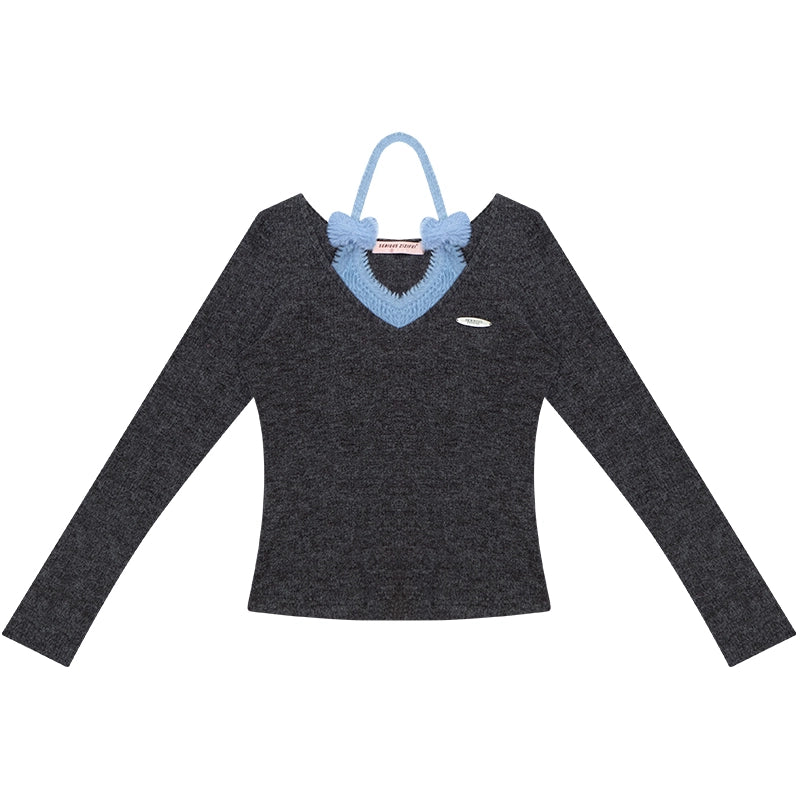 ボウホルターニットトップ