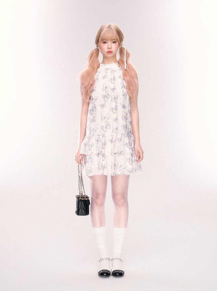 スイートバタフライネックデザインワンピース