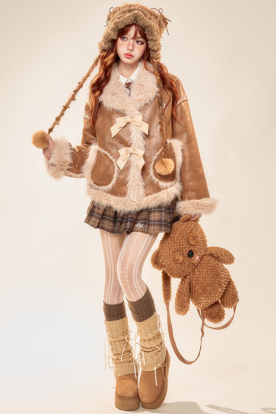 ルーズブラウンPUレザージャケット