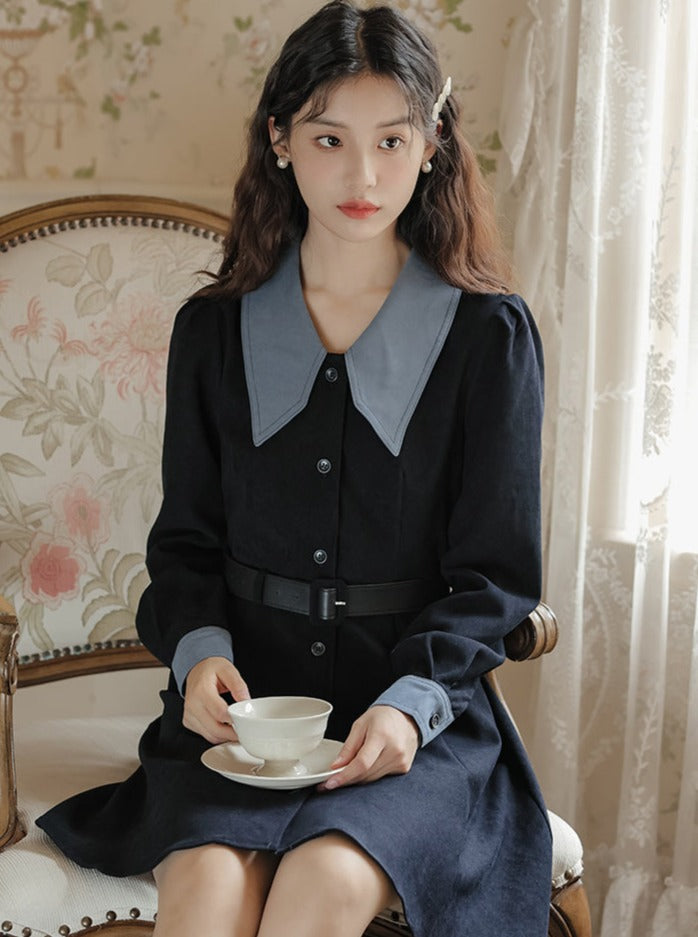 大色块法式复古简约连衣裙