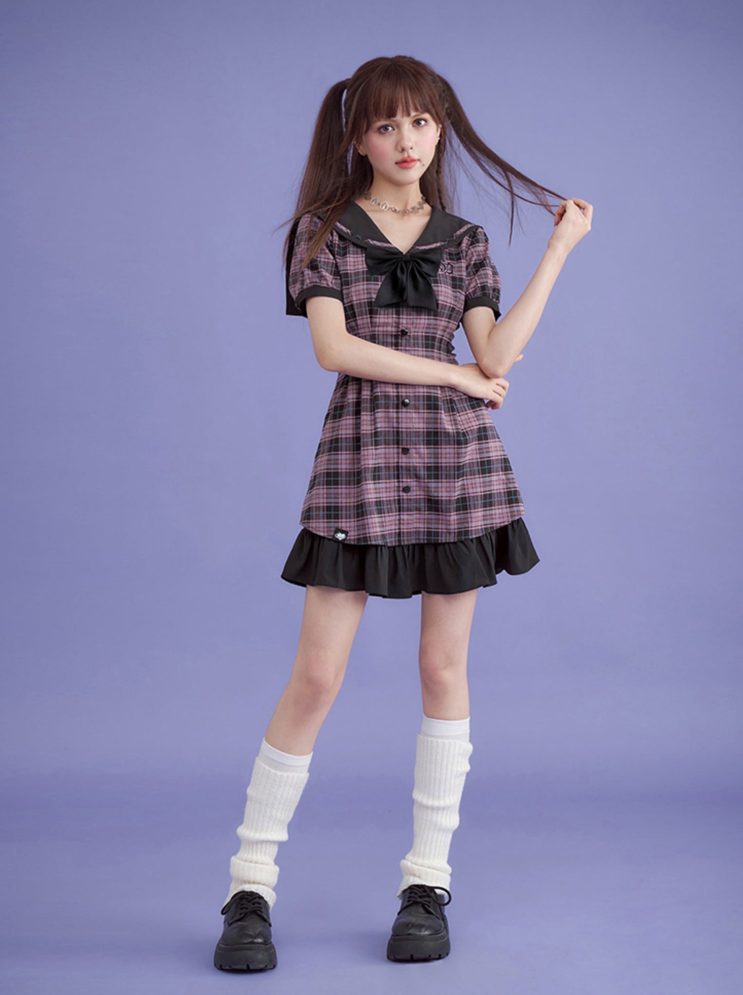 Cool Girly Sailor Check Dress