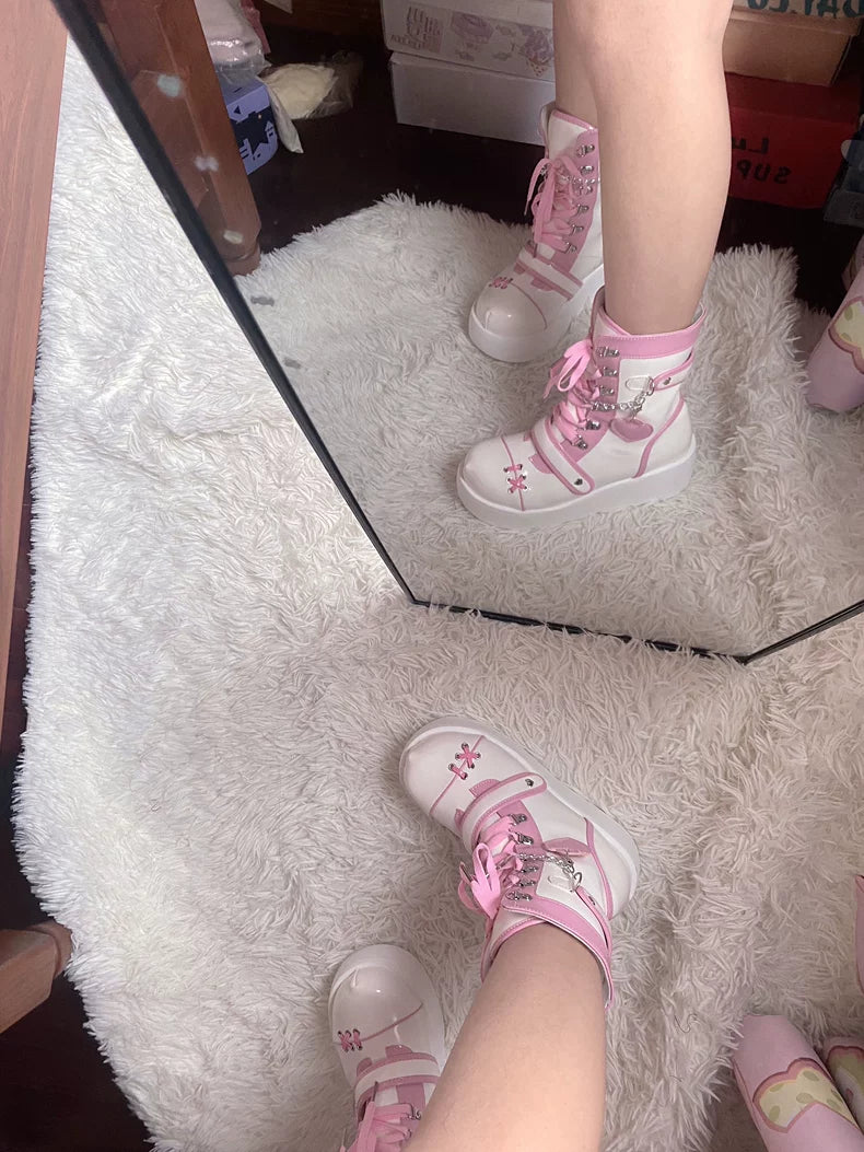 サブカルチャーミッドカーフハーフブーツ