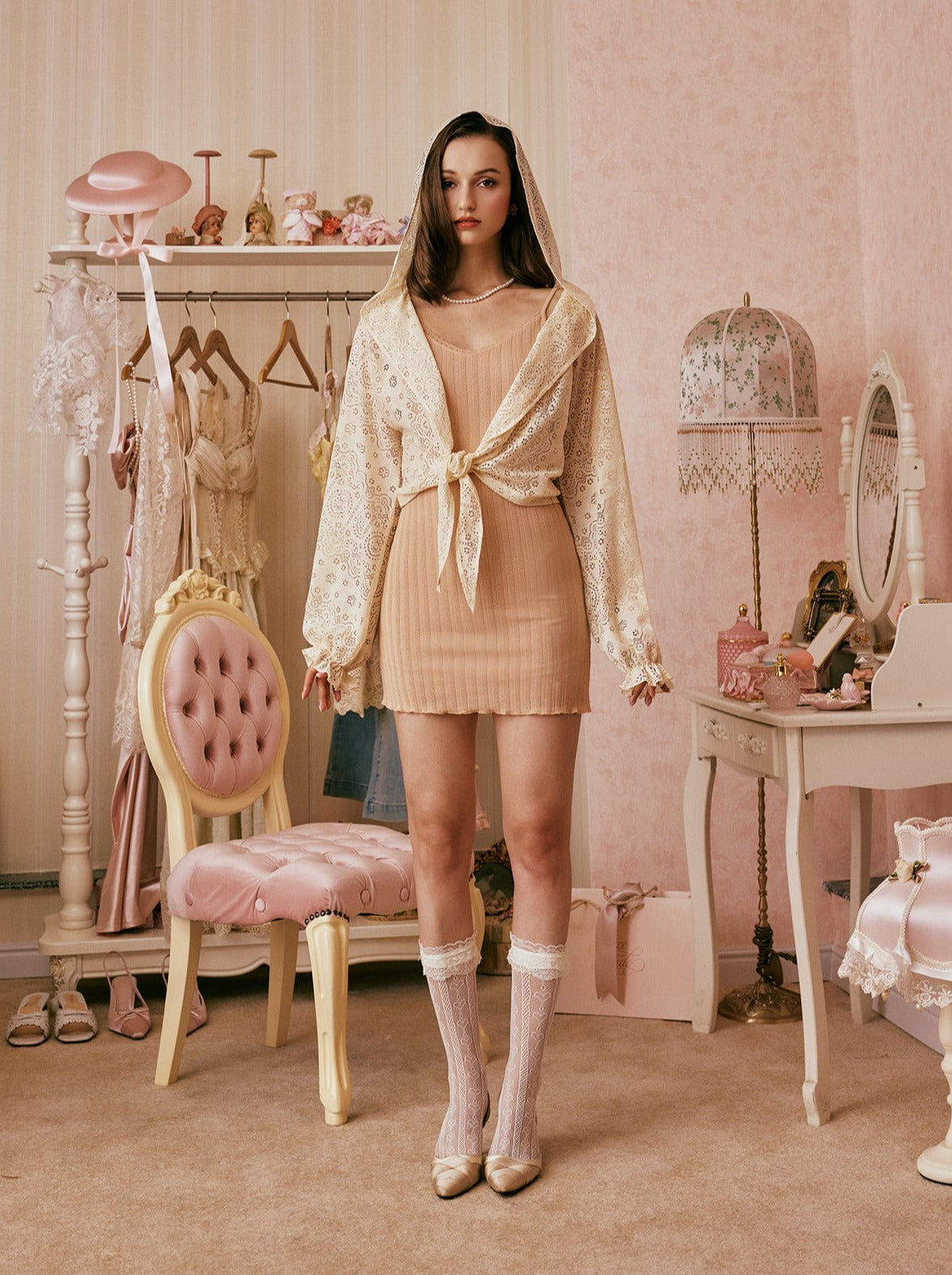 サマーレースショートフードカーディガン