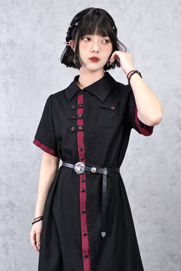 Dark China Country Shirt Dress