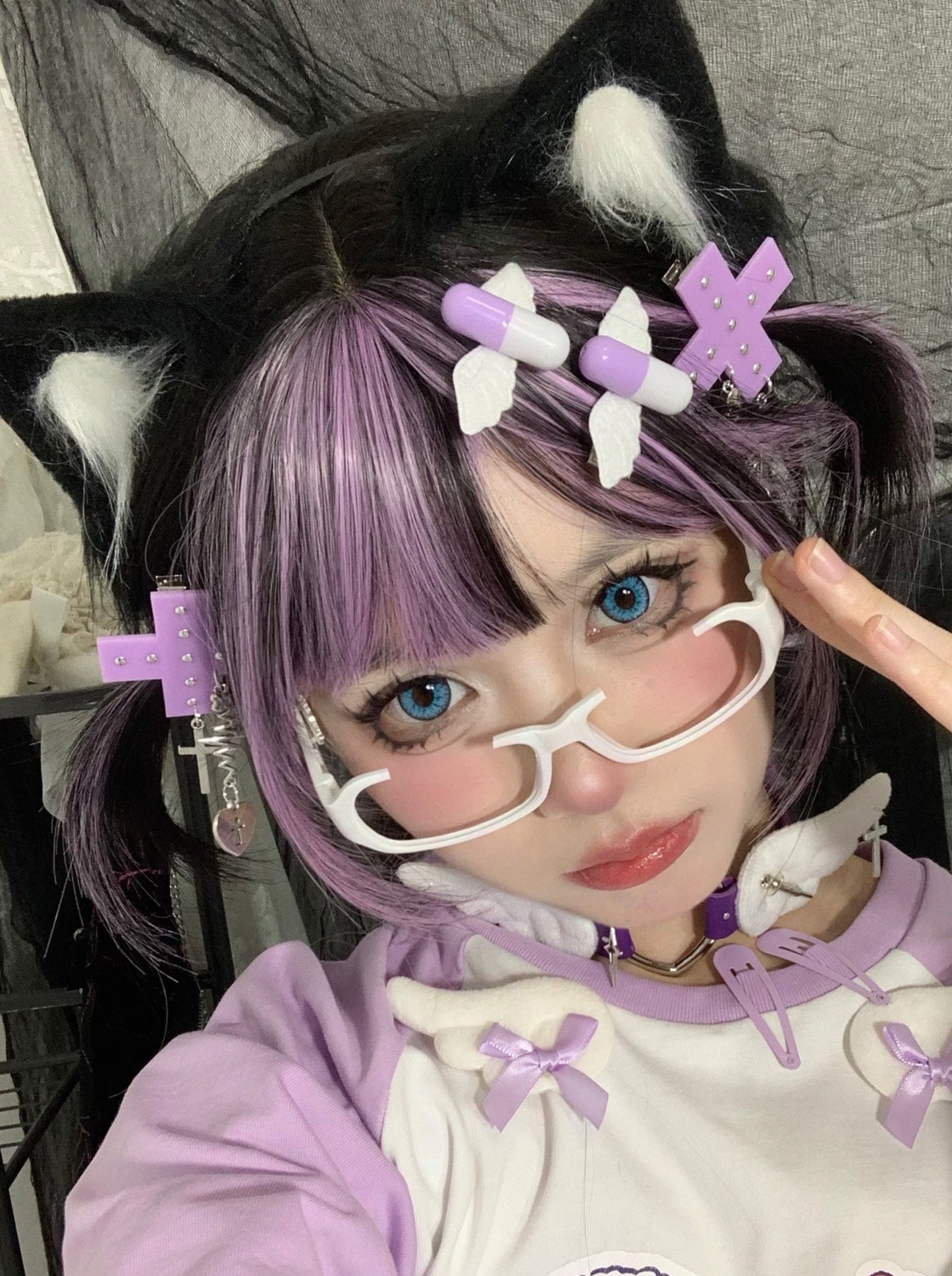 Half-framed Subculture White Glasses