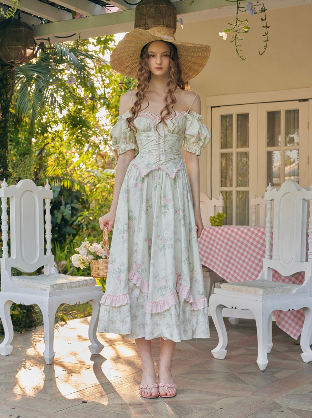 Retro Flower Faux Faux Two Piece Fishbone Dress – Belchic
