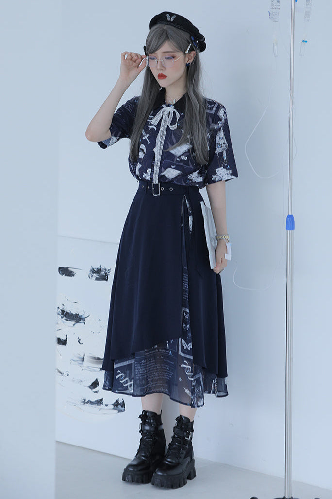 Double Chiffon Irregular Skirt