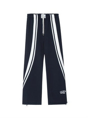 Retro Line Color Contrast Drawstring Sweatpants