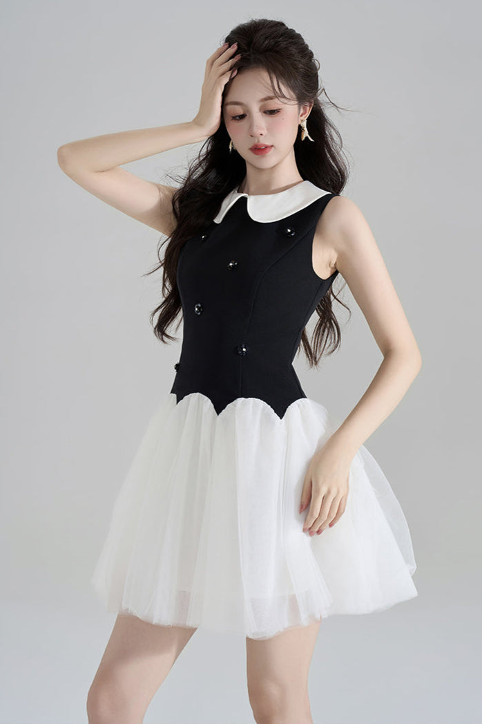 シックドールカラーメッシュドレス