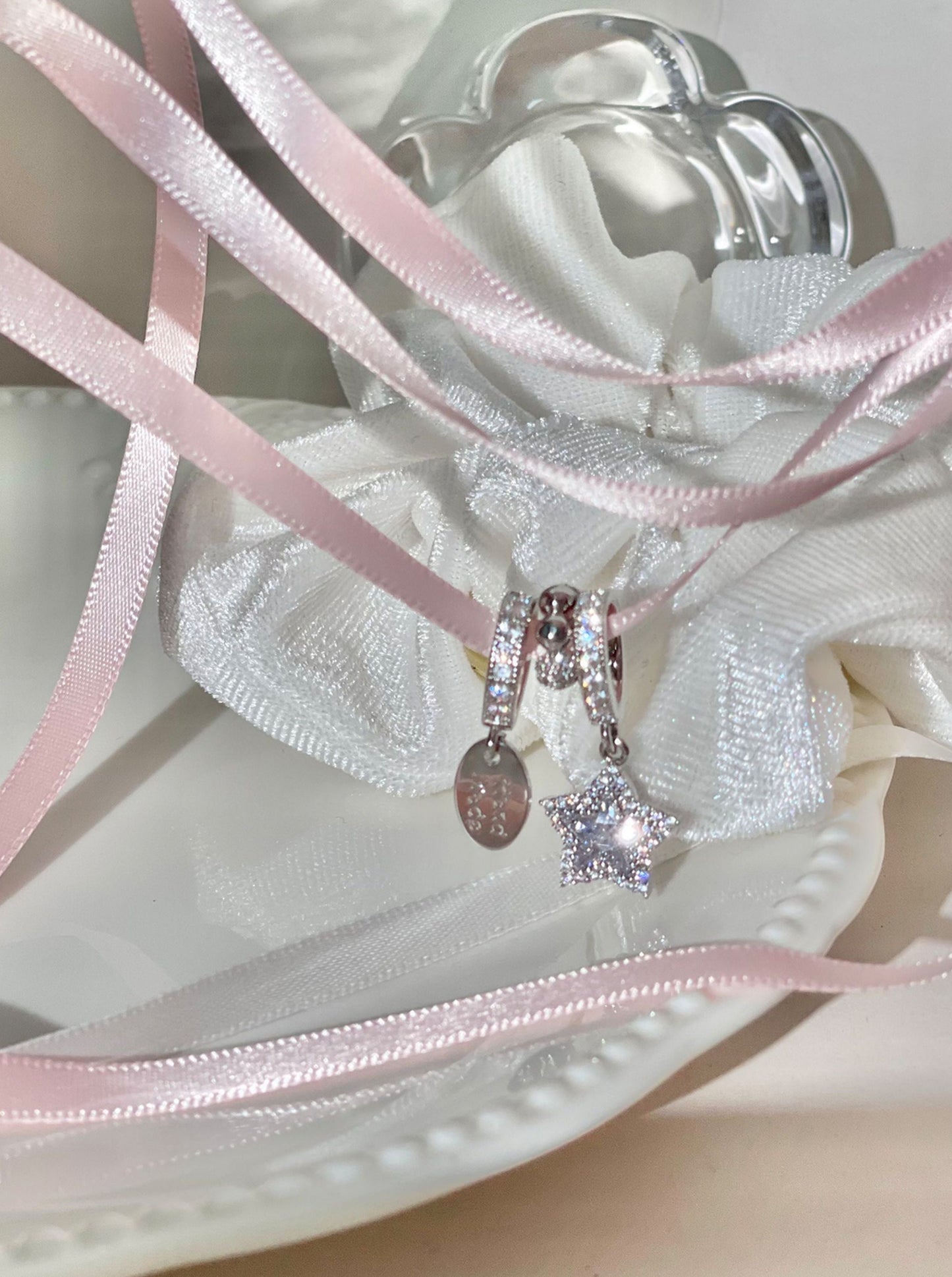 サテンリボン+ペンダントネックレス