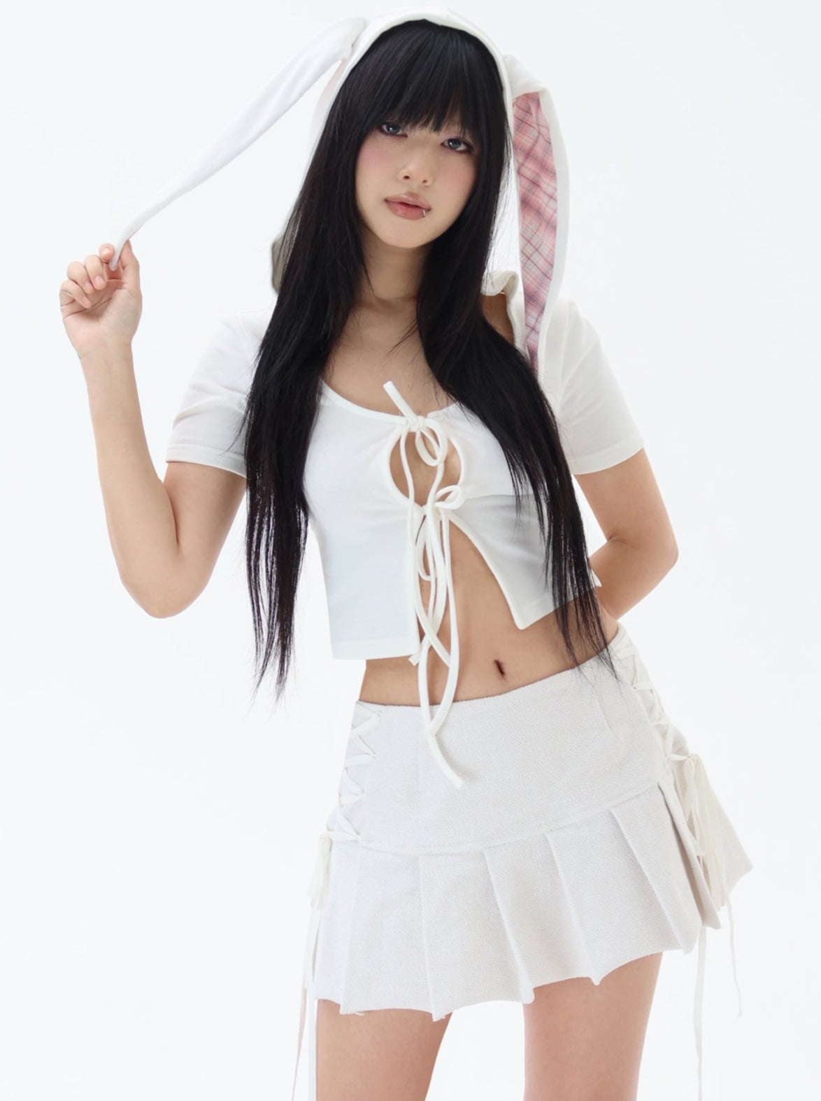 サイドレースアッププリーツスカート