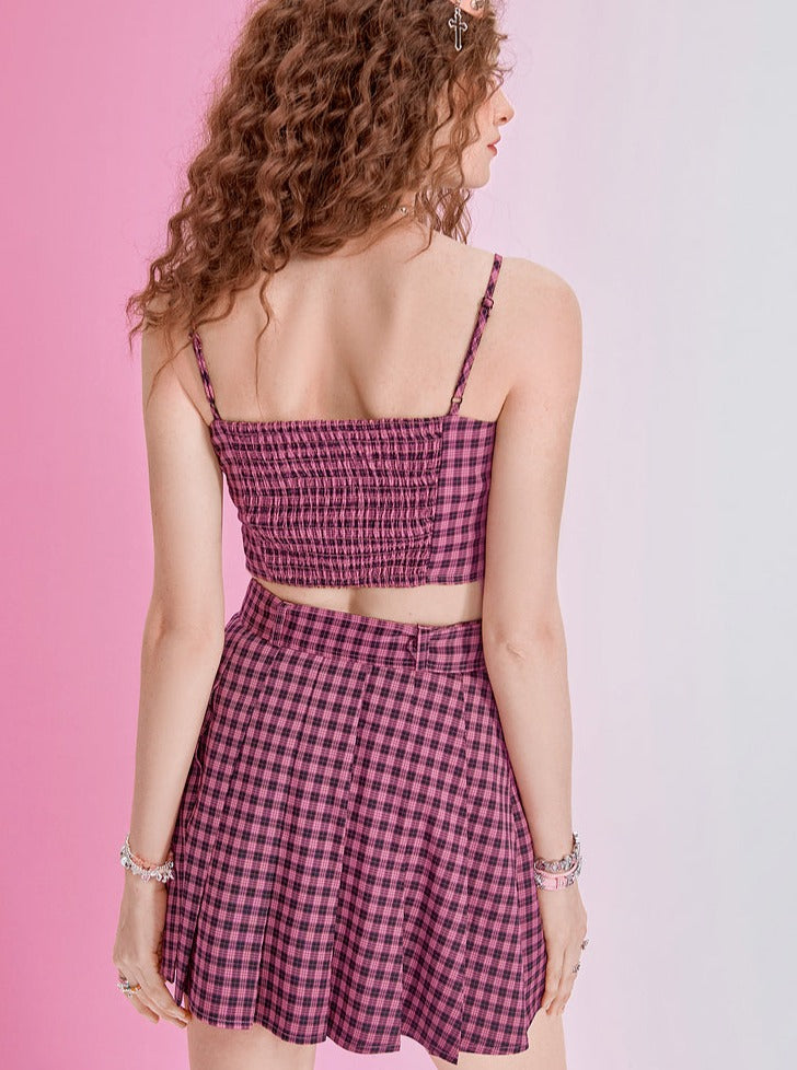 Blooming Check Suspender Top + Check Skirt
