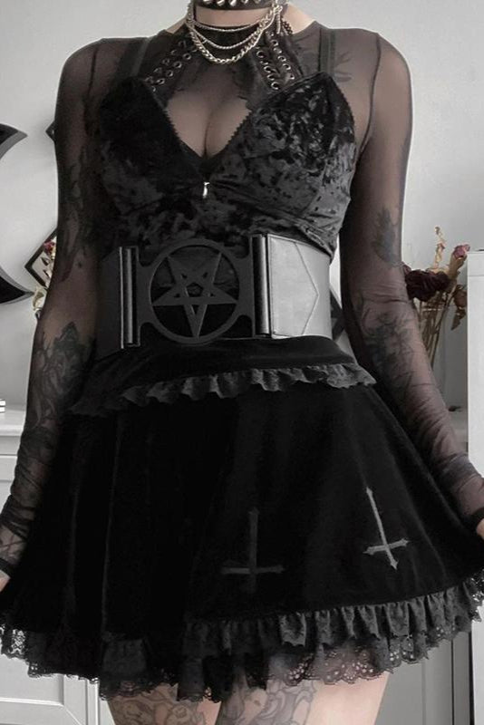 Gothic Flare Dark Cross Skirt