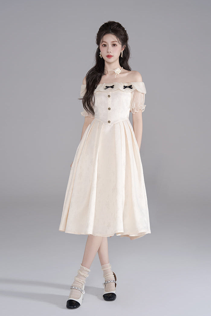 Vestido francés dulce de un hombro