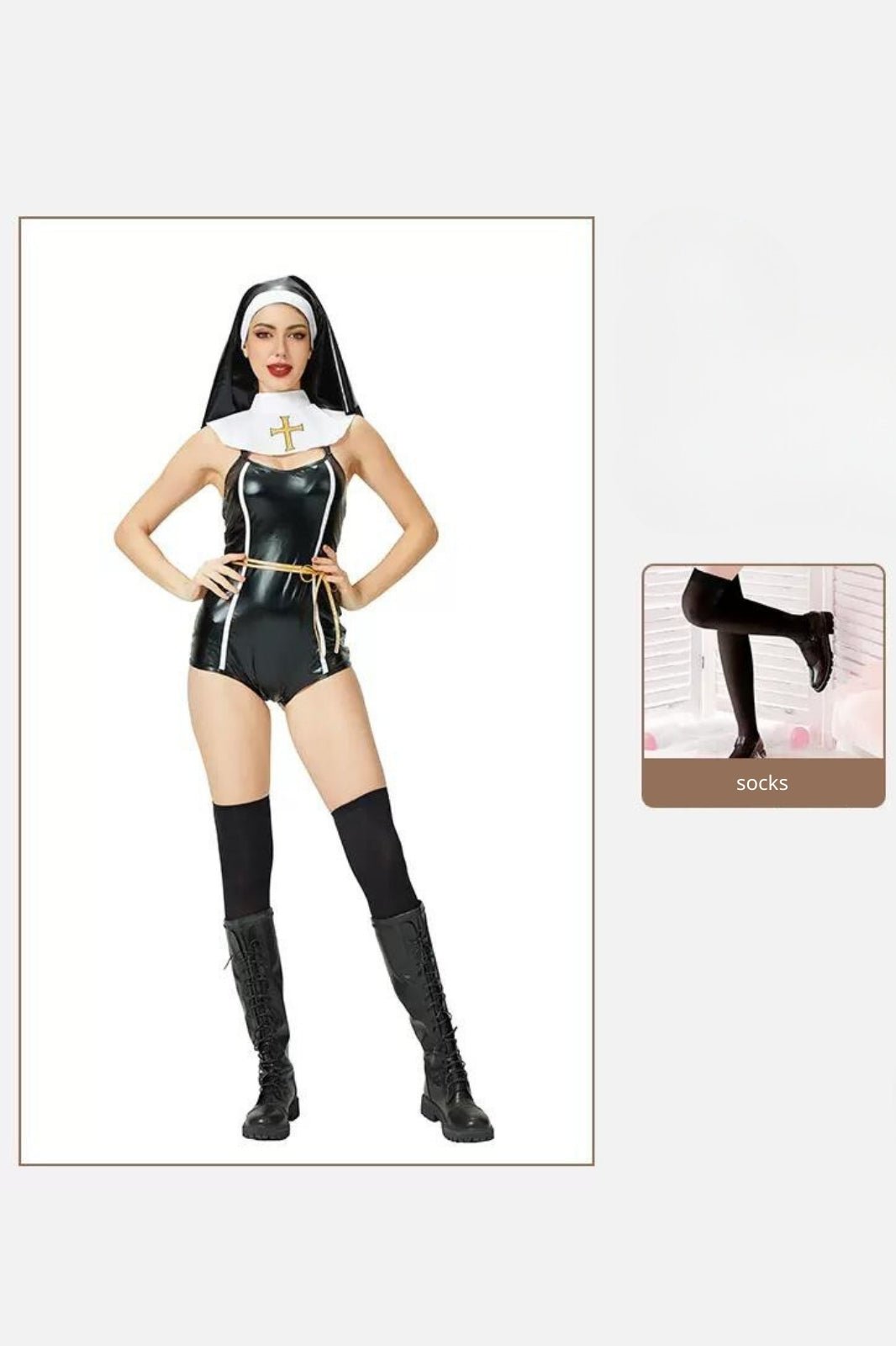 ウィッチナースコスプレレザーボディースーツ