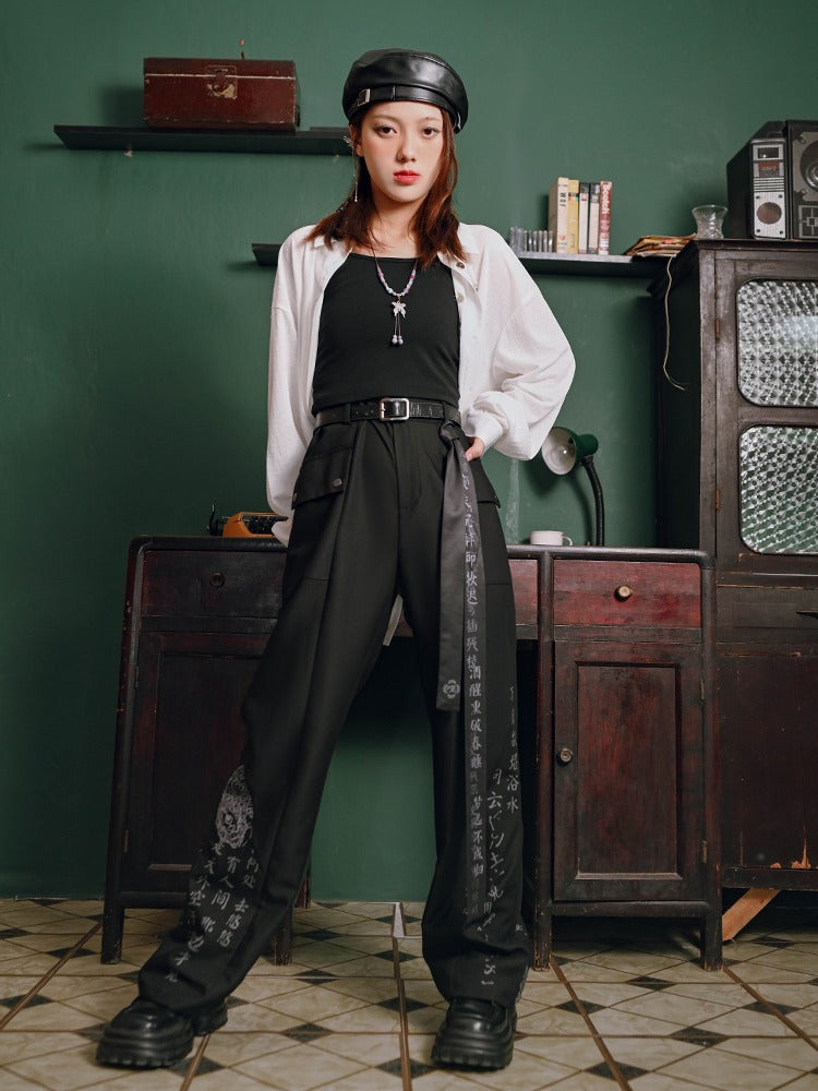 China Retro Print Casual Pants