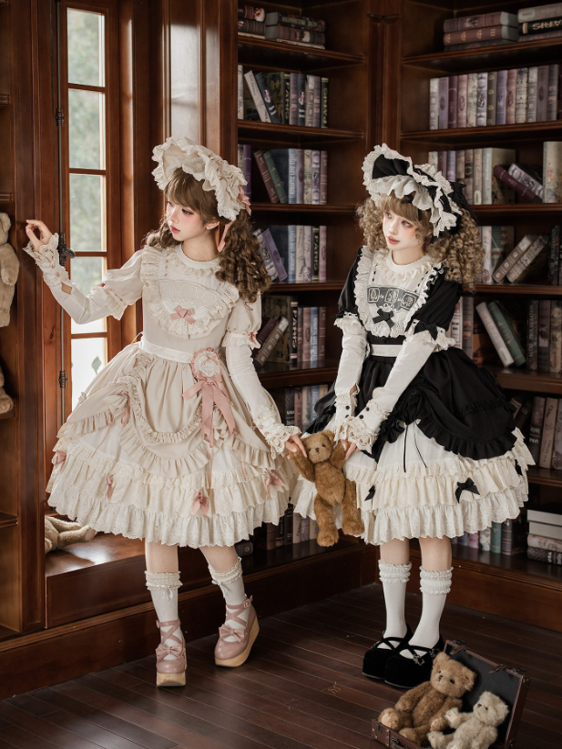 【4월 1일 예약마감】미러돌 앤티크 풀업 레이어드 원피스 + 풀 세트