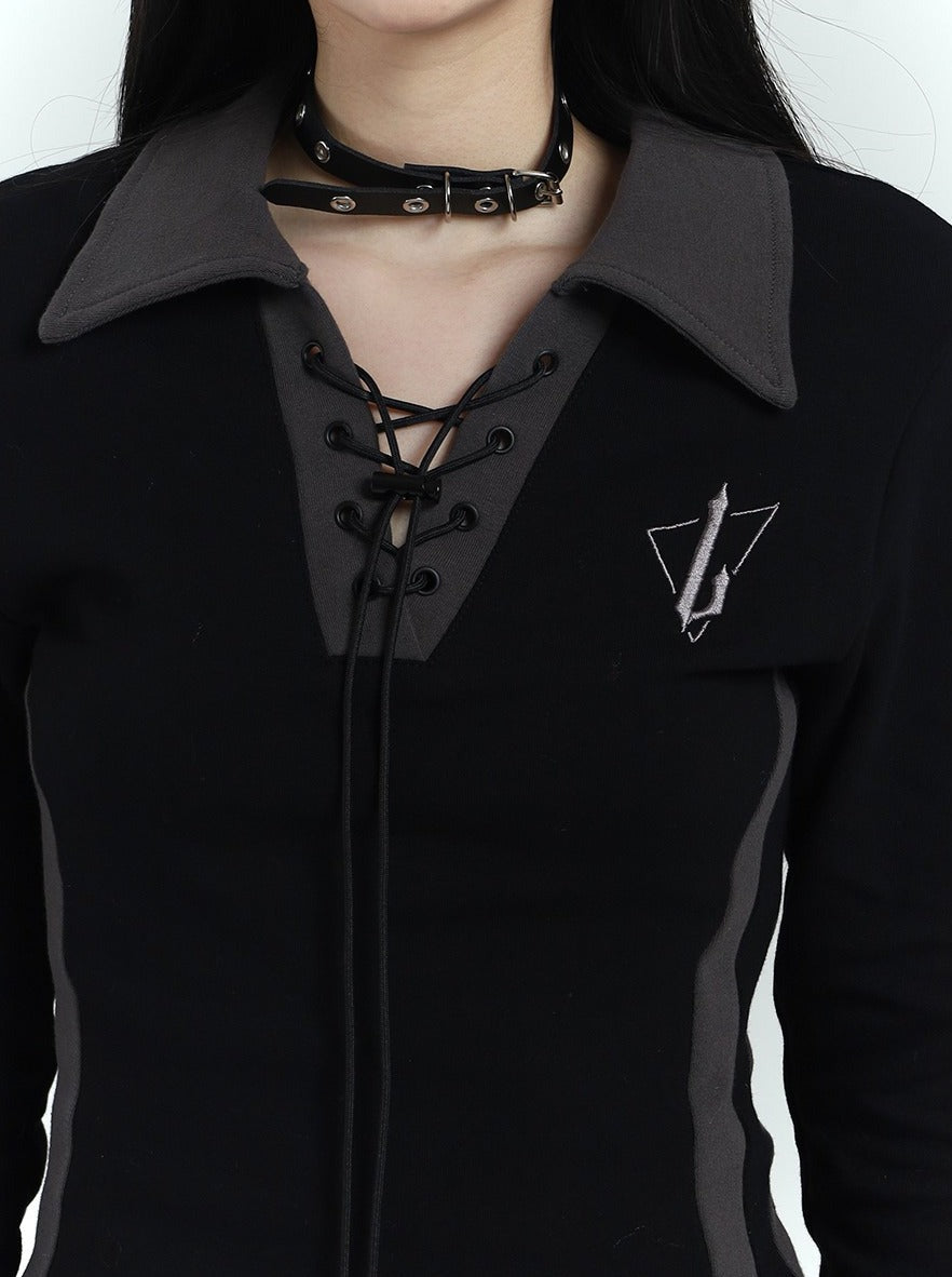 黑色修身凉爽系带包臀连衣裙