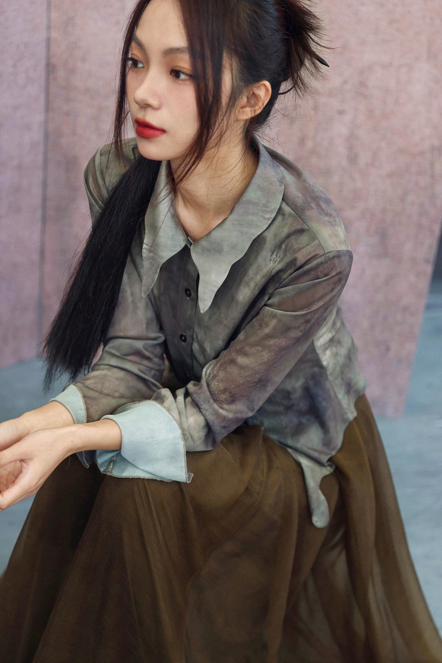 Vintage Green Chinese-Style Blouse