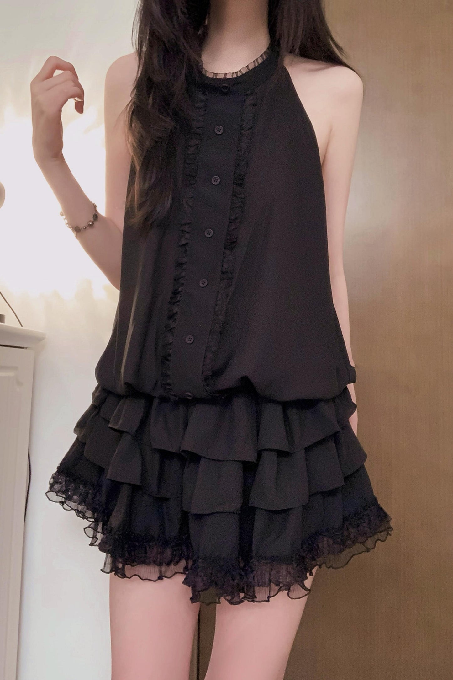 ホルターネックサブカルシフォンドレス