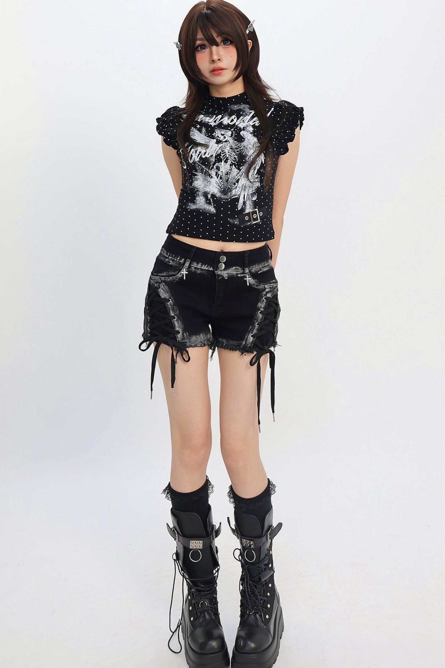 Decadent Cross Charm Denim Pants